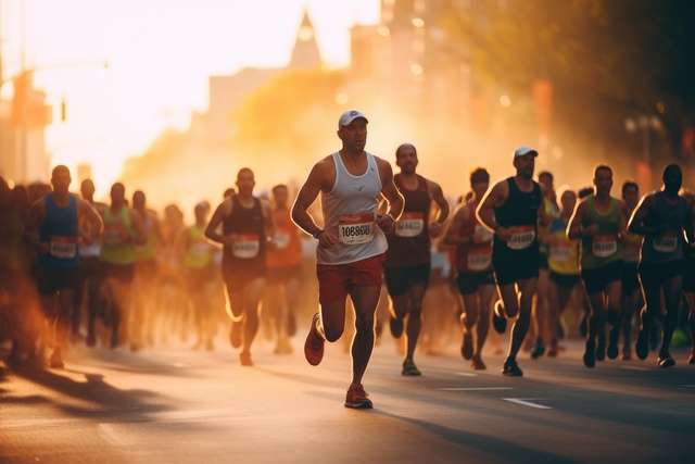 640 ai generated athletes running istanbul half marathon in istanbul a group of men runners running in a road race ai generated